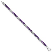 Sterling Silver Rhodium-plated Amethyst Bracelet view 2