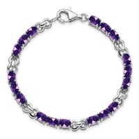 Sterling Silver Rhodium-plated Amethyst Bracelet view 5