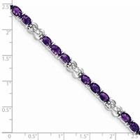 Sterling Silver Rhodium-plated Amethyst Bracelet view 4