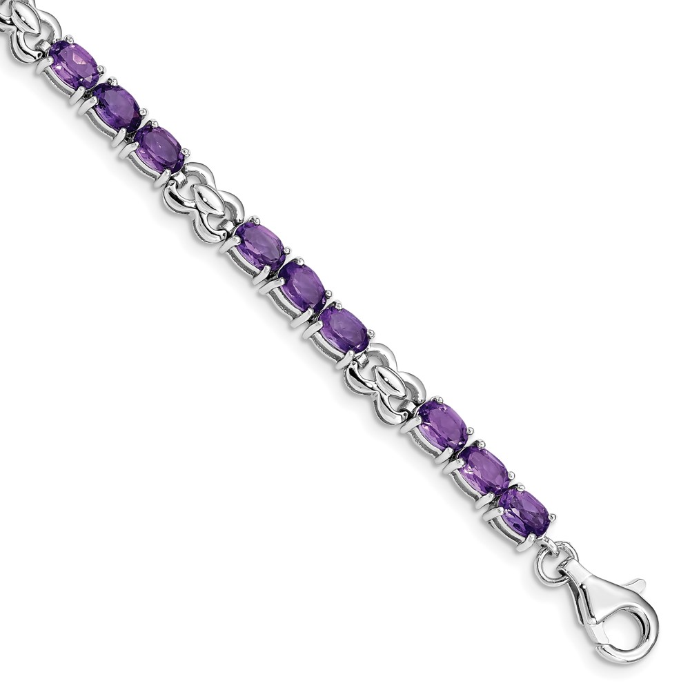 Sterling Silver Rhodium-plated Amethyst Bracelet