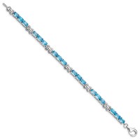 Sterling Silver Rhodium-plated Blue Topaz Bracelet view 2