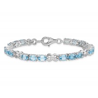 Sterling Silver Rhodium-plated Blue Topaz Bracelet view 3