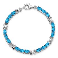 Sterling Silver Rhodium-plated Blue Topaz Bracelet view 5