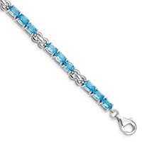 Sterling Silver Rhodium-plated Blue Topaz Bracelet view 1