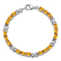 Sterling Silver Rhodium-plated Citrine Bracelet view 5