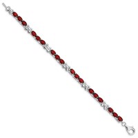 Sterling Silver Rhodium-plated Garnet Bracelet view 2