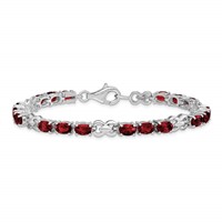 Sterling Silver Rhodium-plated Garnet Bracelet view 3