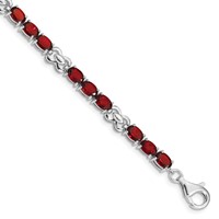 Sterling Silver Rhodium-plated Garnet Bracelet view 1