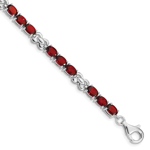 Sterling Silver Rhodium-plated Garnet Bracelet