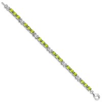 Sterling Silver Rhodium-plated Peridot Bracelet view 2