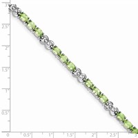 Sterling Silver Rhodium-plated Peridot Bracelet view 4