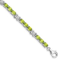 Sterling Silver Rhodium-plated Peridot Bracelet view 1
