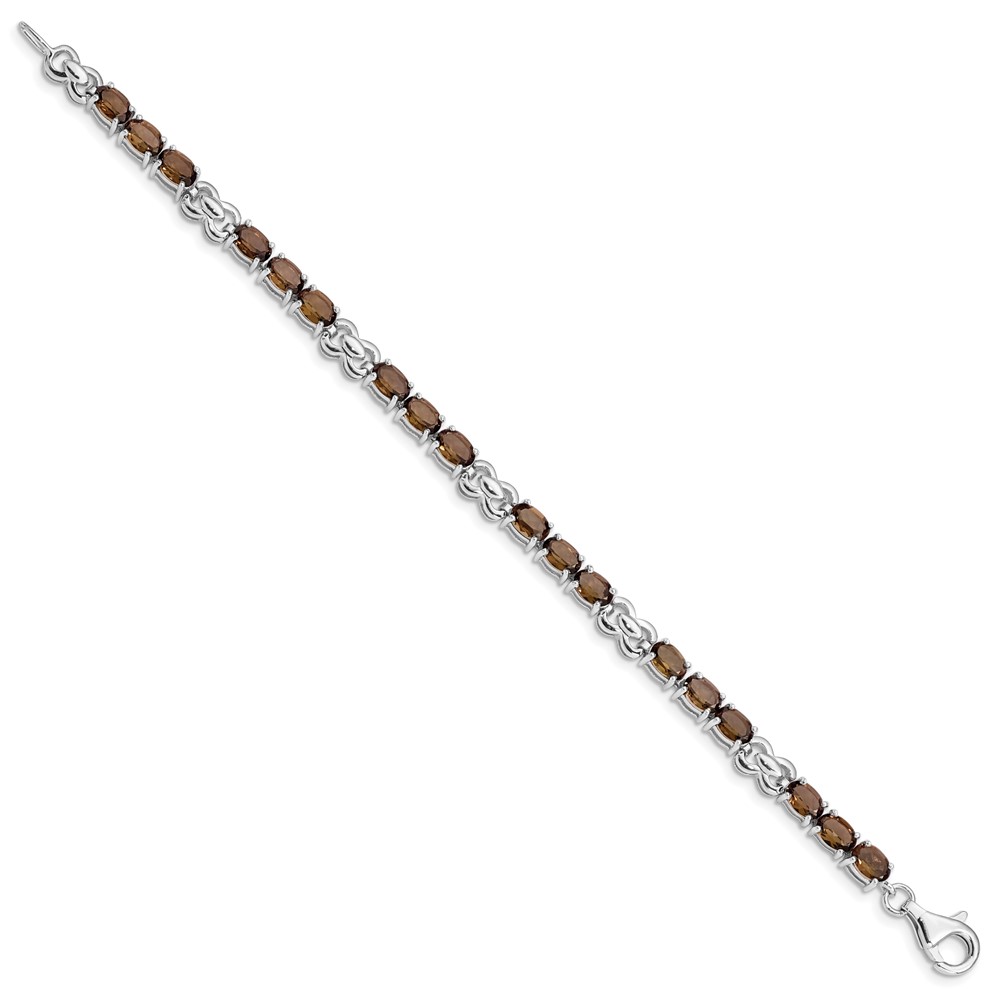 Sterling Silver Rhodium-plated Smoky Quartz Bracelet (QX863SQ)