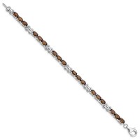 Sterling Silver Rhodium-plated Smoky Quartz Bracelet view 2