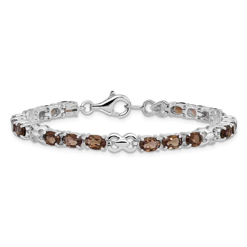 Sterling Silver Rhodium-plated Smoky Quartz Bracelet (QX863SQ)