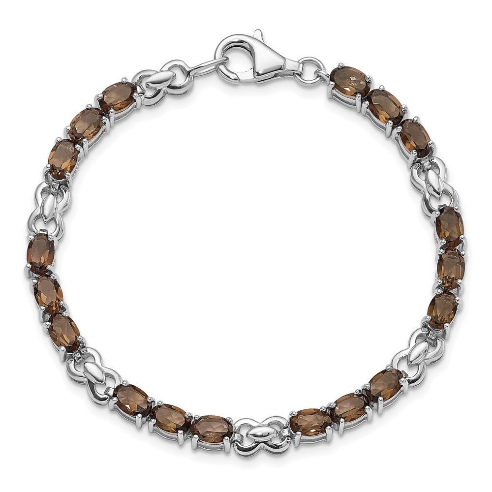 Sterling Silver Rhodium-plated Smoky Quartz Bracelet (QX863SQ)