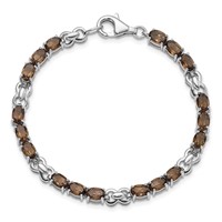 Sterling Silver Rhodium-plated Smoky Quartz Bracelet view 5