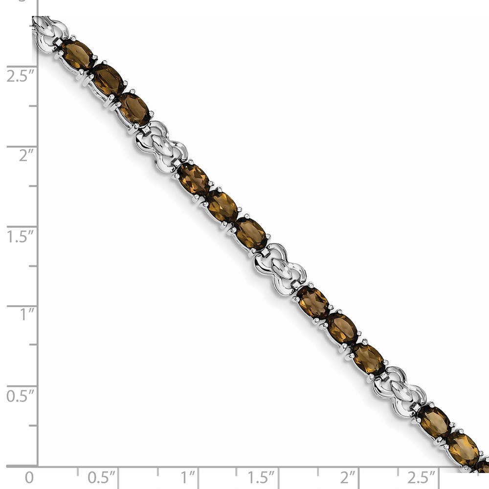 Sterling Silver Rhodium-plated Smoky Quartz Bracelet (QX863SQ)