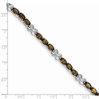 Sterling Silver Rhodium-plated Smoky Quartz Bracelet view 4