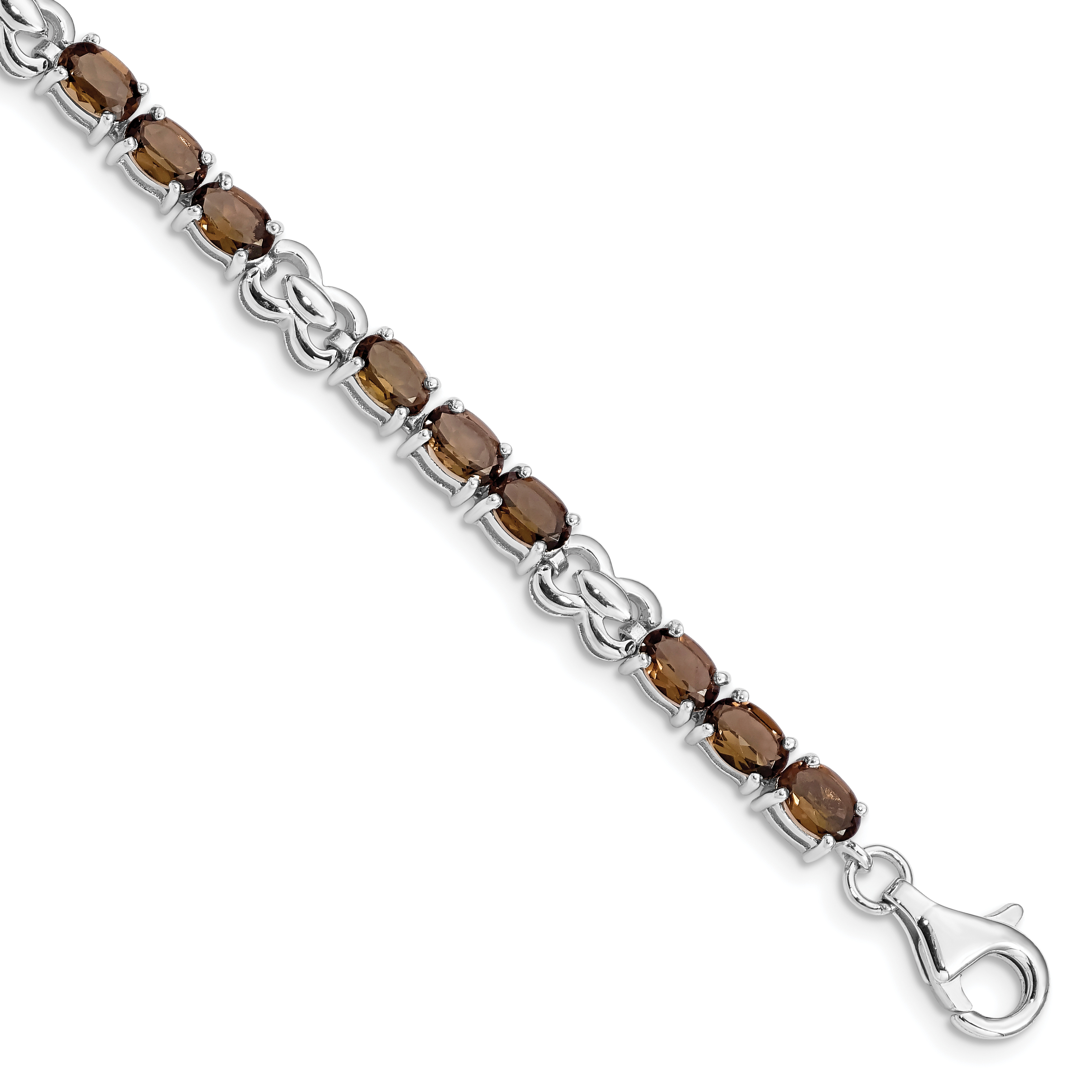 Sterling Silver Rhodium-plated Smoky Quartz Bracelet (QX863SQ)