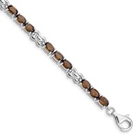 Sterling Silver Rhodium-plated Smoky Quartz Bracelet view 1
