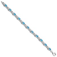 Sterling Silver Rhodium-plated Blue Topaz Bracelet view 2