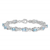 Sterling Silver Rhodium-plated Blue Topaz Bracelet view 3