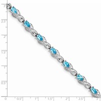 Sterling Silver Rhodium-plated Blue Topaz Bracelet view 4