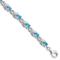 Sterling Silver Rhodium-plated Blue Topaz Bracelet view 1