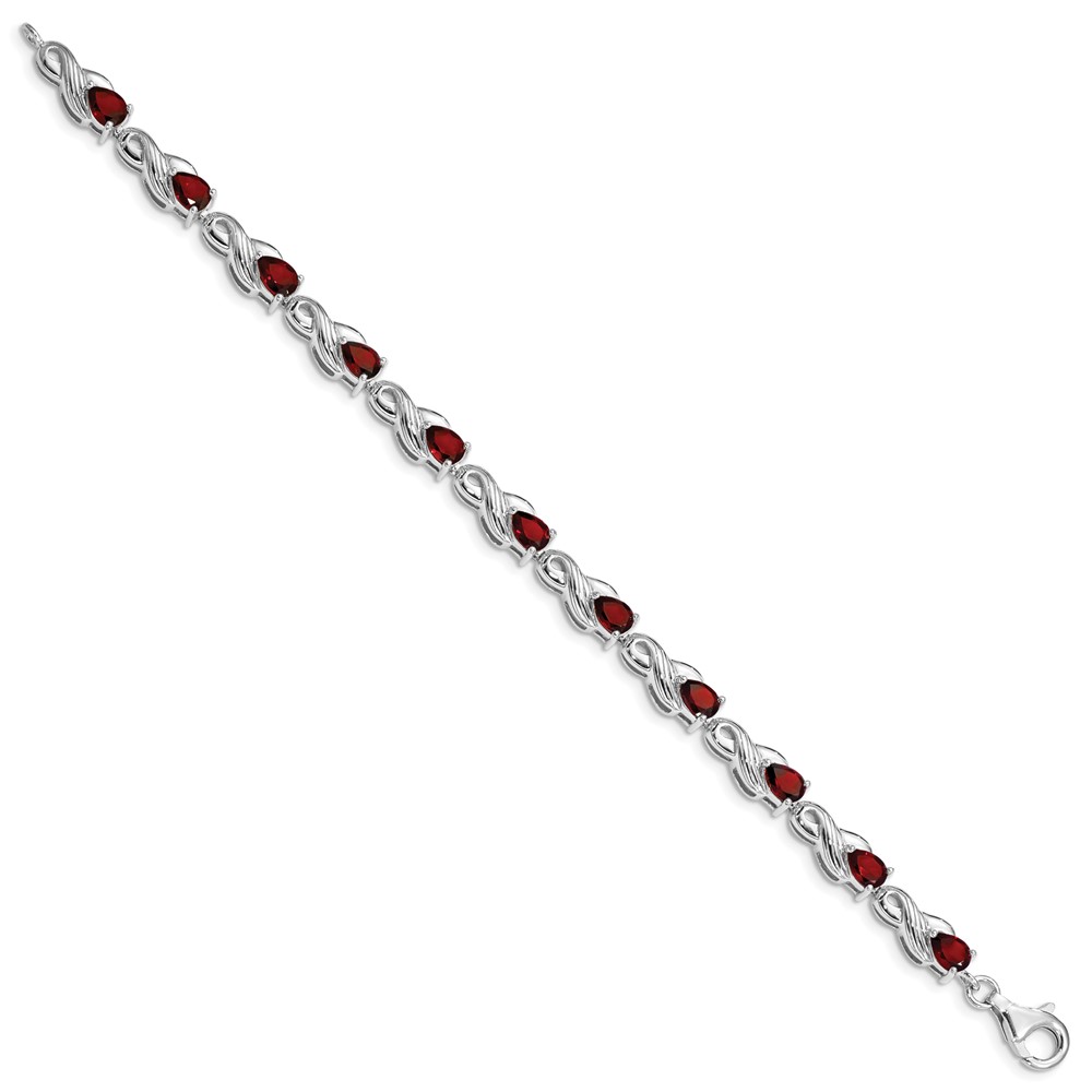 Sterling Silver Rhodium-plated Garnet Bracelet (QX864GA)
