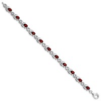Sterling Silver Rhodium-plated Garnet Bracelet view 2