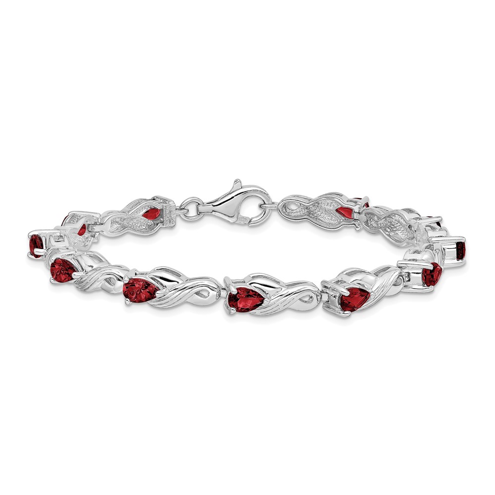 Sterling Silver Rhodium-plated Garnet Bracelet (QX864GA)