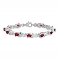 Sterling Silver Rhodium-plated Garnet Bracelet view 3