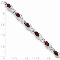 Sterling Silver Rhodium-plated Garnet Bracelet view 4