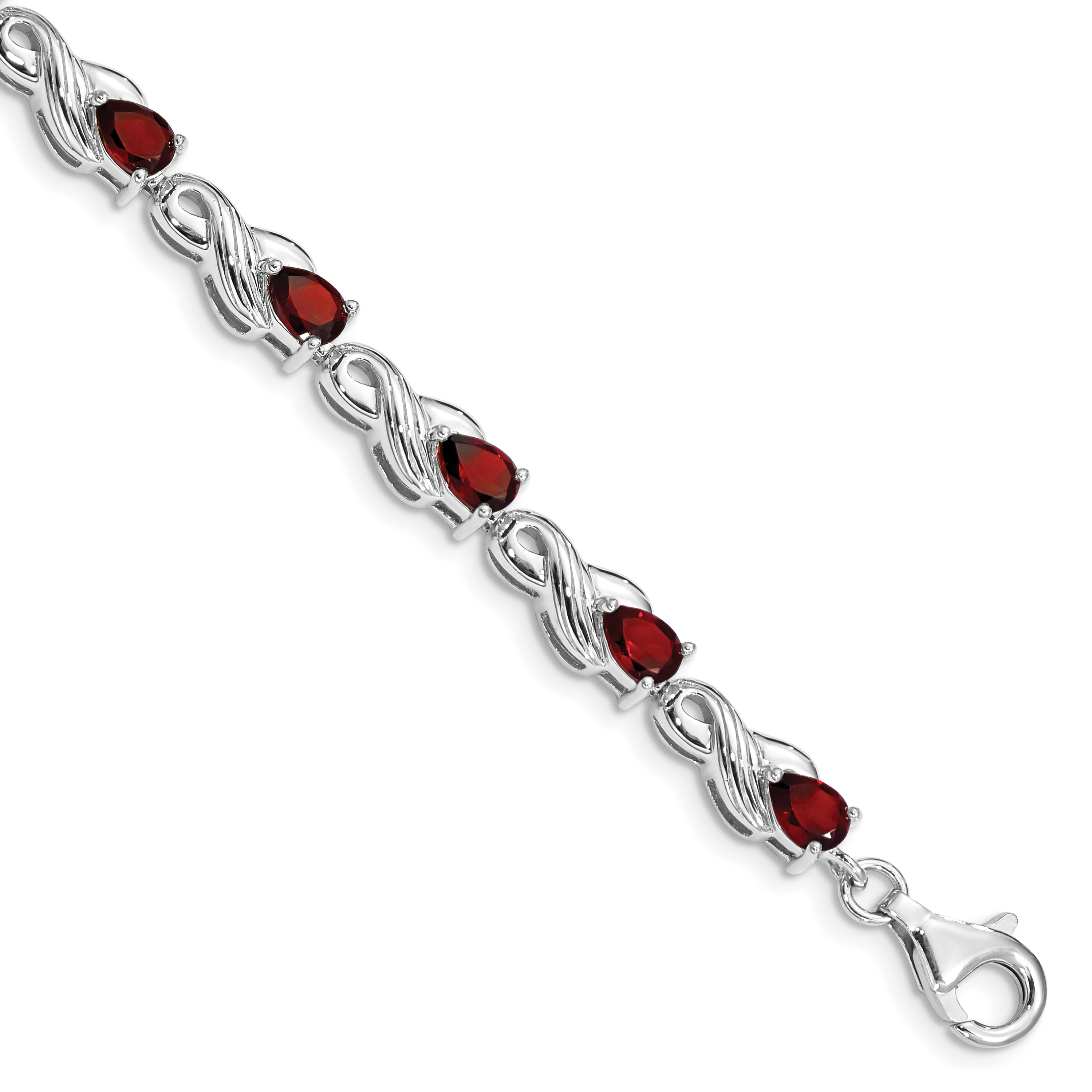 Sterling Silver Rhodium-plated Garnet Bracelet (QX864GA)