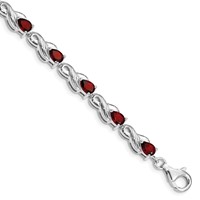 Sterling Silver Rhodium-plated Garnet Bracelet view 1