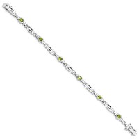 Sterling Silver Rhodium-plated Peridot Bracelet view 2