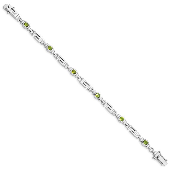 Sterling Silver Rhodium-plated Peridot Bracelet