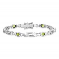 Sterling Silver Rhodium-plated Peridot Bracelet view 3