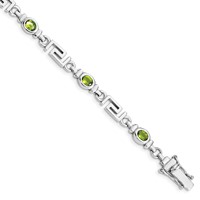 Sterling Silver Rhodium-plated Peridot Bracelet view 1