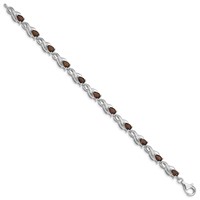 Sterling Silver Rhodium-plated Smoky Quartz Bracelet view 2