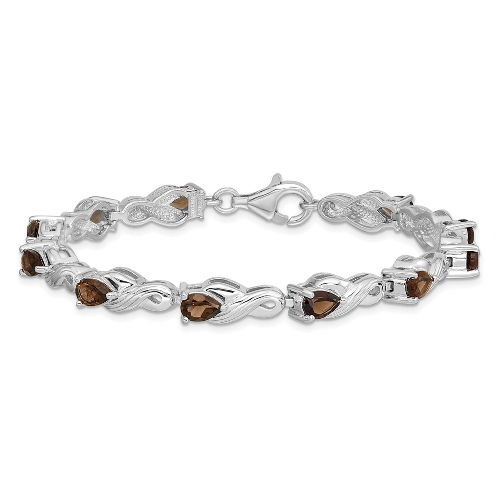 Sterling Silver Rhodium-plated Smoky Quartz Bracelet (QX864SQ)