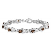 Sterling Silver Rhodium-plated Smoky Quartz Bracelet view 4