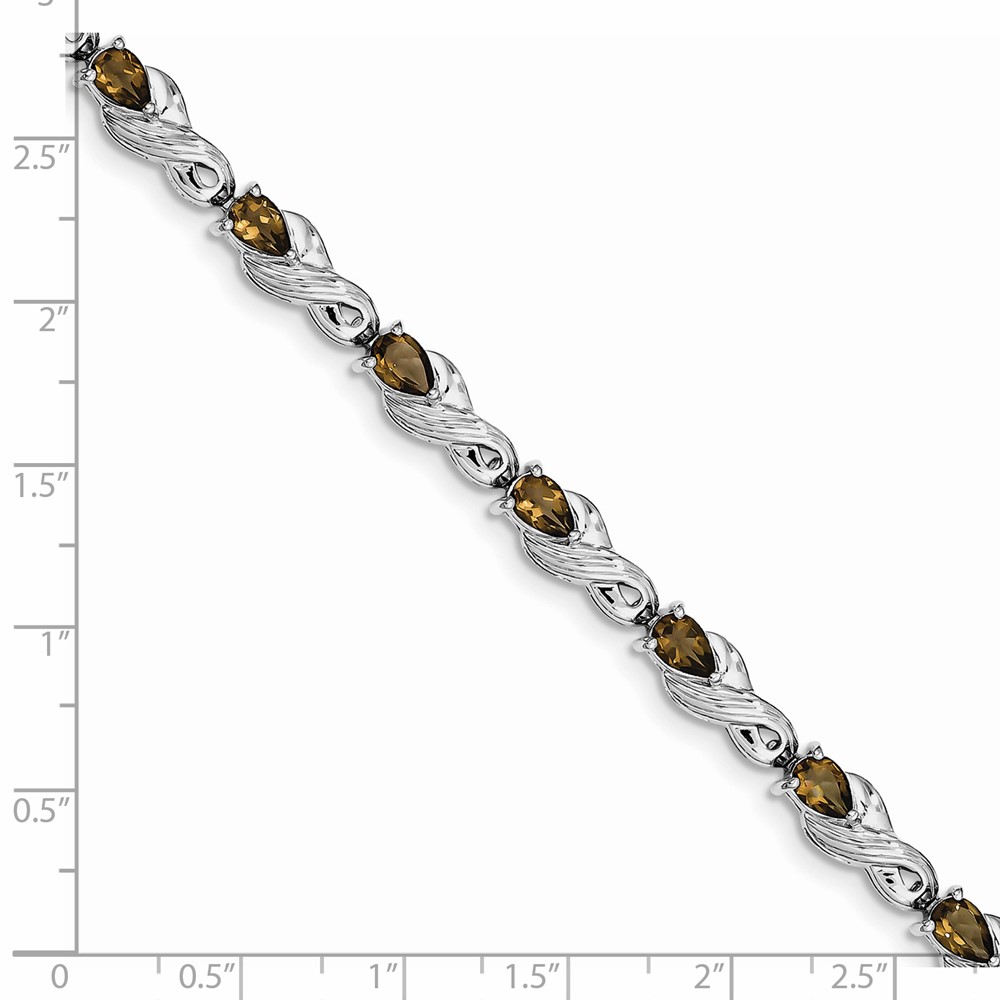 Sterling Silver Rhodium-plated Smoky Quartz Bracelet (QX864SQ)