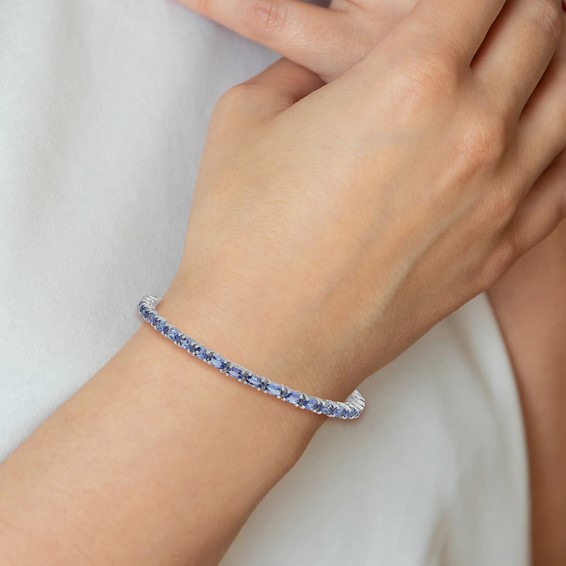 Sterling Silver Rhodium-plated Tanzanite Bracelet