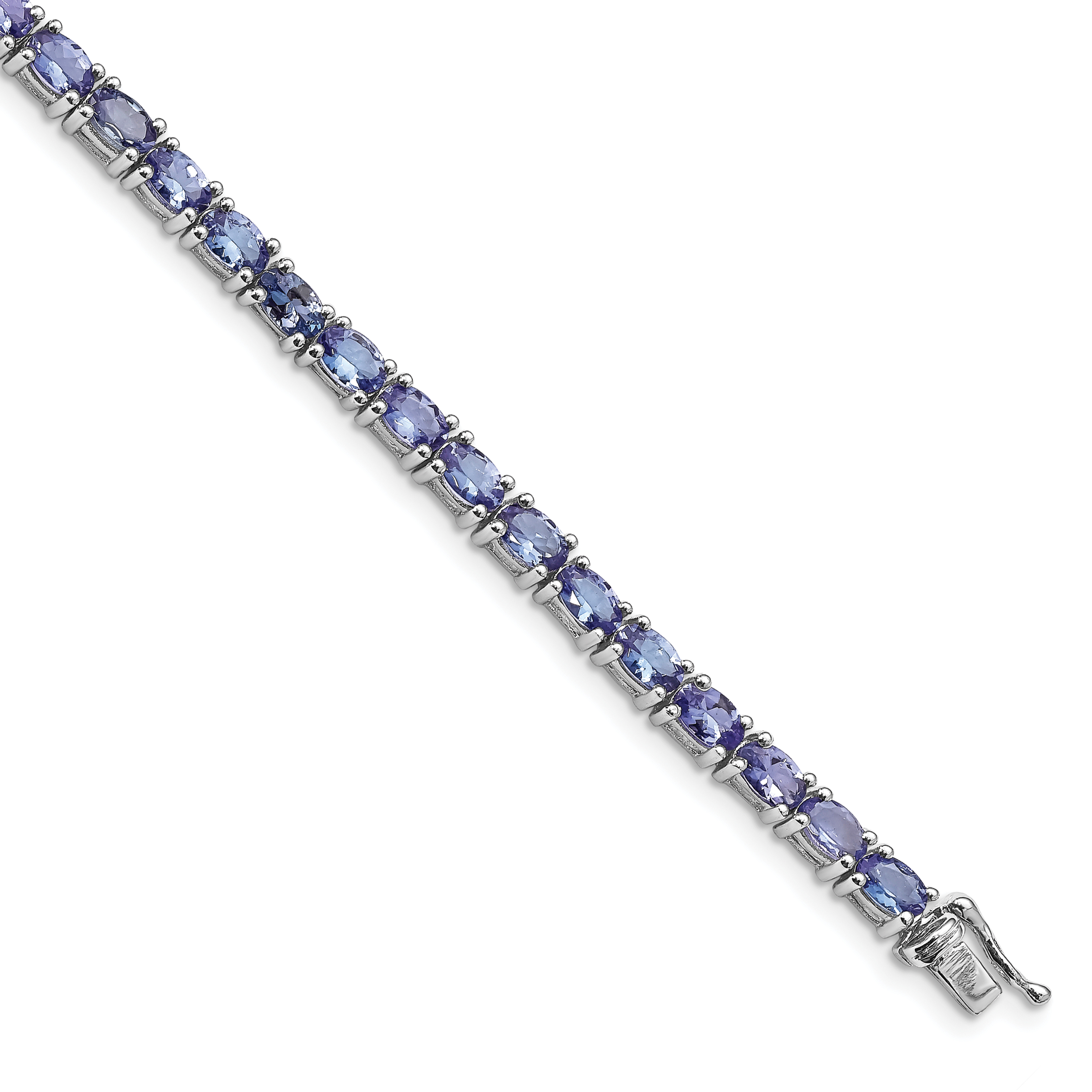 Sterling Silver Rhodium-plated Tanzanite Bracelet (QX865TZ)