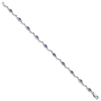 Sterling Silver Rhodium Plated Diamond and Tanzanite Bracelet view 2