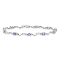 Sterling Silver Rhodium Plated Diamond and Tanzanite Bracelet view 3
