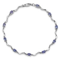 Sterling Silver Rhodium Plated Diamond and Tanzanite Bracelet view 5