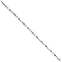 Sterling Silver Rhodium Plated Diamond and Tanzanite Bracelet view 2
